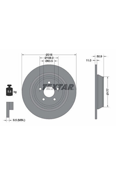 TEXTAR Disc Frana Ford Kuga 2/Mondeo 5 Turnier Ford (Changan) Kuga