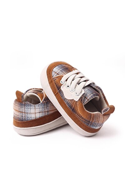 BebeNou Brown Checkered Baby Shoes csbc3006-1-va13