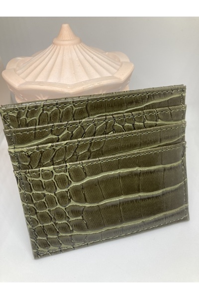 Omarder Deri Women's Faux Leather Khaki Card Holder, Wallet