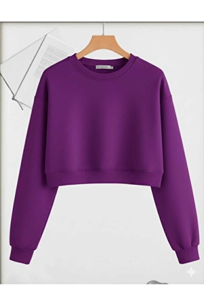 blackbonds bisiklet yaka kadın crop sweatshirt