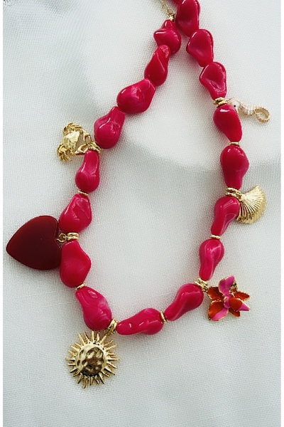 VNS Accessories Special Series Charmed Baroque Acrylic Bead Necklace