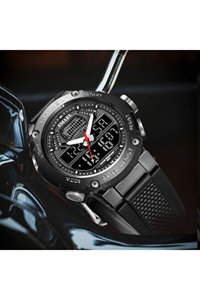 SMAEL Men's Watch Black Alarm Stopwatch Quartz Digital