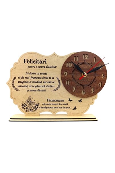 OEM Personalized wooden clock with personalized message, gift for Pensioner, model 2 – 30 cm, cream