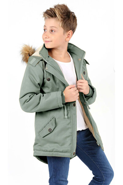 Asortix Palton lung pentru băieți, impermeabil, cu glugă detașabilă, căptușit...