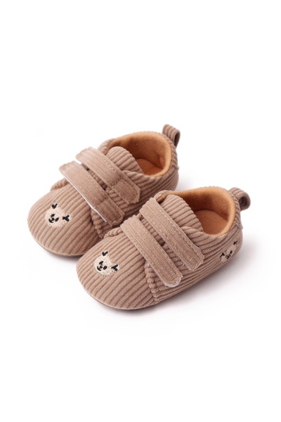 BebeNou Pantofi pentru bebeluși din catifea reiată maro csbl2343-2-va6
