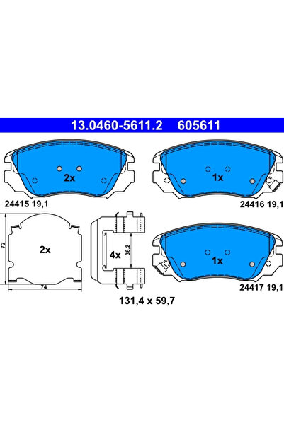 Ate Set Placute Frana Frana Disc Chevrolet Malibu Opel Insignia A