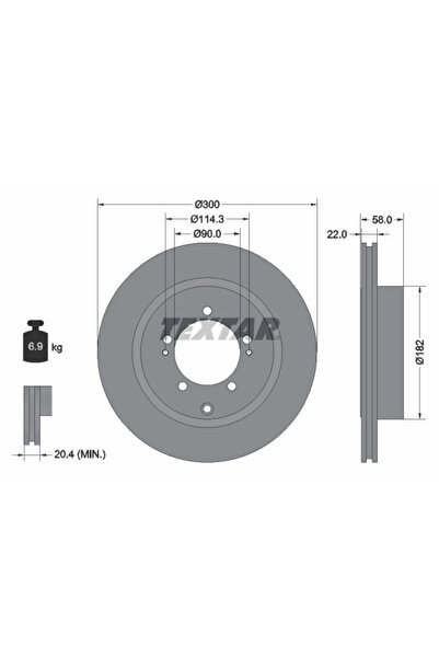 TEXTAR Спирачен диск за Mitsubishi Lancer 6/Lancer 7