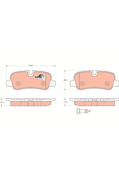 TRW Set Placute Frana Frana Disc Land Rover Discovery 3/Discovery 4/Range Rov...