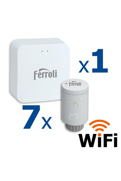 Ferroli Gateway controller kit and 7 smart thermostat heads for Ferroli radiator, Wi-Fi, control from ...