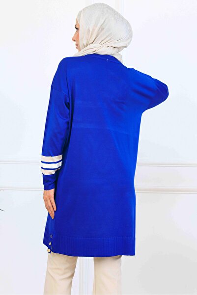 benguen Tunica mercerizata cu detaliu cu dungi K5020 Saks Blue