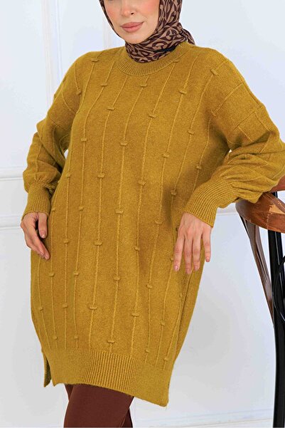 benguen Πλεκτό με σχέδιο Tunik K6003 Λαδί Πράσινο