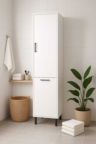 YK Pratik Ev Mobilyaları Çamaşır Sepetli Banyo Dolabı