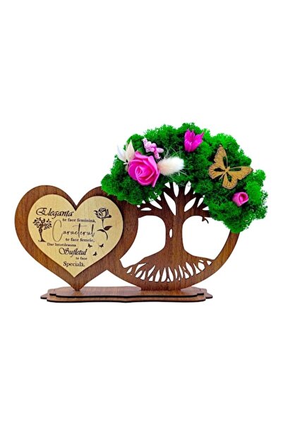 OEM Decoratiune inima copac cu licheni, cadou personalizat cu mesaj pentru Ma...