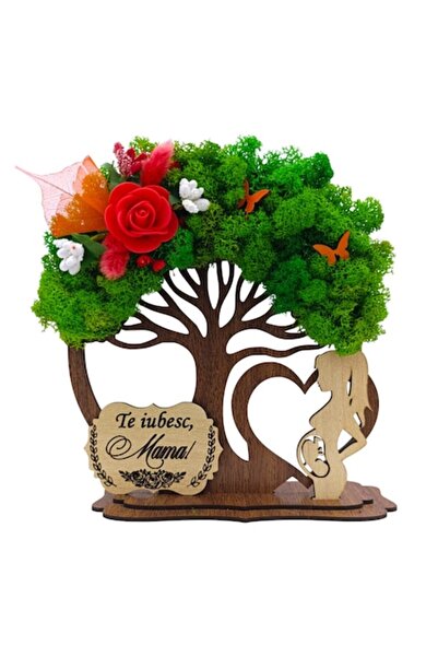 OEM Brad decorativ din lemn cu licheni pentru mama „Te iubesc, mami!” - cadou...