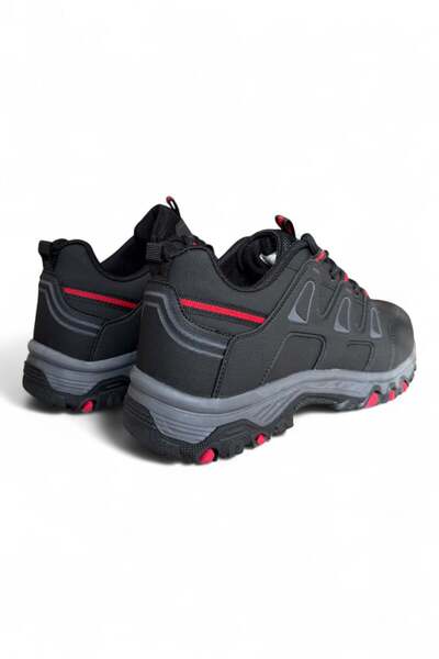 NAVİSHOES Siyah Kırmızı Unisex Outdoor Trekking Kışlık Kısa Bot Kaymaz Taban 777NAV