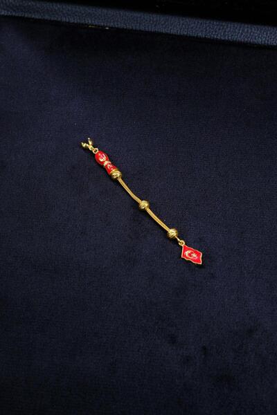 dergah tesbih Gold Crescent and Star Design Silver Tassel