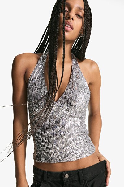 Bershka Pullu drapeli halter üst