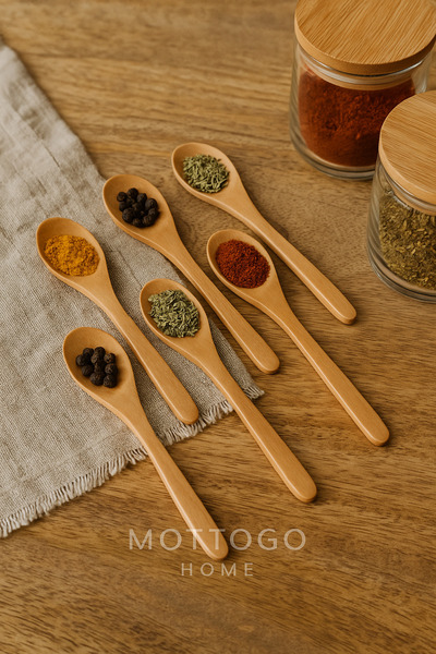 Mottogo 6-Piece Wooden Spice Spoon - Wooden Spoon