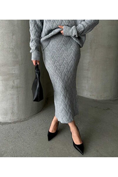 Weak Blue Double Set Sweater & Skirt Standard Size