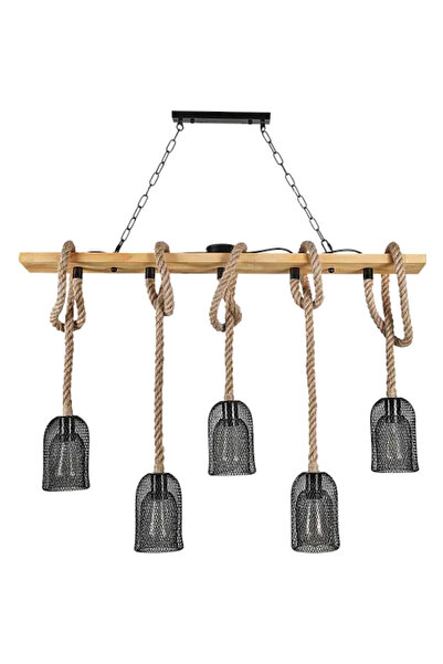 HAMER Modern pendant lamp, five-strand chandelier, hanging ropes, elegant lighting