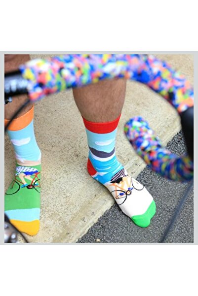 DUYAL Colorful Unisex Socks Set with Bicycle and Sports Pattern (5-Piece) – Suitable for Sports and Daily Use