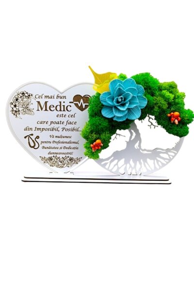 OEM Decoratiune Copacul Vietii cu suport si Inima, cadou personalizat cu mesa...