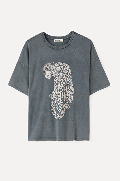 Mudo Printed Cycling Neck Oversize T-Shirt