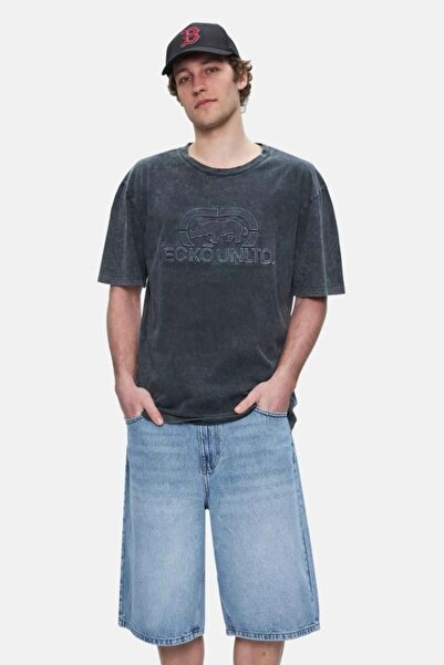 ecko unltd. تي شيرت رجالي من روتشستر برقبة دائرية مطبوعة باللون الأسود