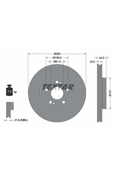 TEXTAR Disc Frana Renault Espace 3/Kangoo / Grand Kangoo 2/Kangoo Be Bop