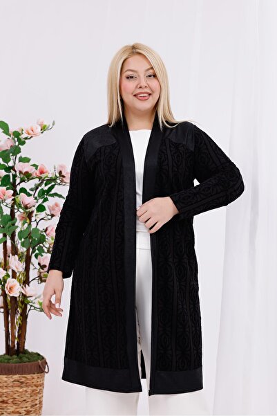 Siyezen Μακριά ζακέτα με στάμπα σε μεγάλο μέγεθος