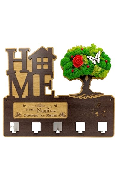 OEM Wall hanger, personalized gift decorated with lichens and standard personalized message "At the hous