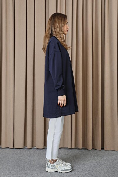 Puane Women's Pocket Detailed Tunic- 10719Tun - Navy