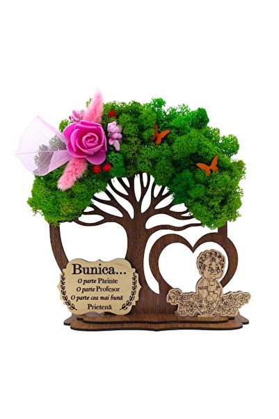 OEM Copac decorativ din lemn cu licheni pentru Bunica, model 2 – Cadou person...