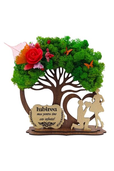 OEM Copac decorativ din lemn cu licheni pentru Sotie/Prietena , 20cm