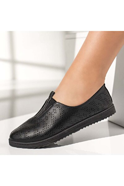 BMoD Balerini negri perforați pentru femei cu inserție elastică MOD13571