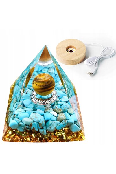 Other Piramidă ORGONIT + BAZA LAMPĂ LED 5cm PIETRE DE CRISTAL AMULETĂ 5cm ÎX11