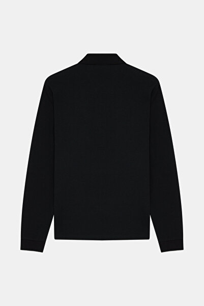 W Collection SİYAH POLO YAKA UZUN KOLLU SWEATSHİRT