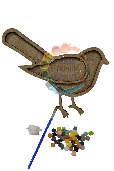 toptanetkinlikboyama Oturan Kuş Mozaik Yapma Seti | MDF Mozaik Baz | Mozaik T...