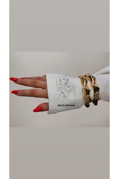 MOD10 Helen jewelry 14K altın kaplama özel seri çelik kelepçe