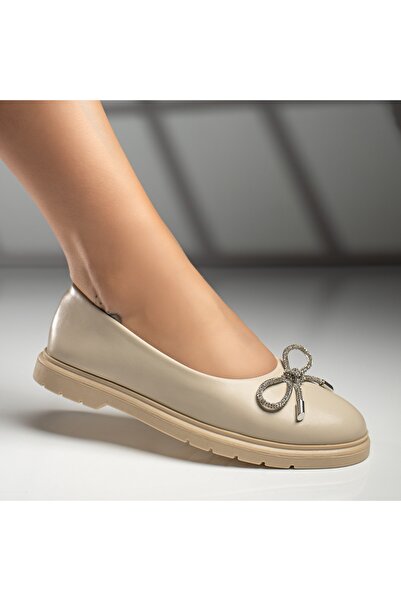 Modlet.ro Γυναικείες μπεζ Μπαλαρίνα με φιόγκο MOD11658