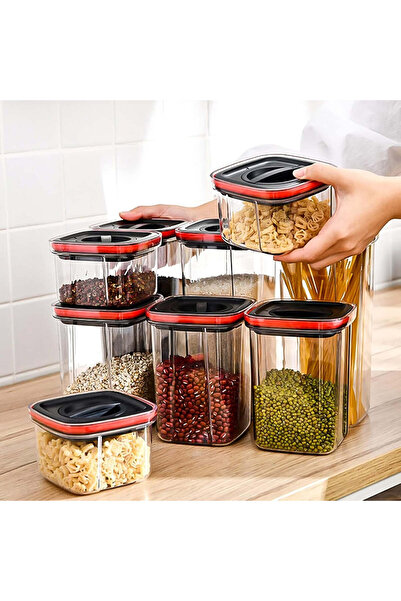 vivimall Set 5 cutii depozitare, Negru-Rosu | DuoColor