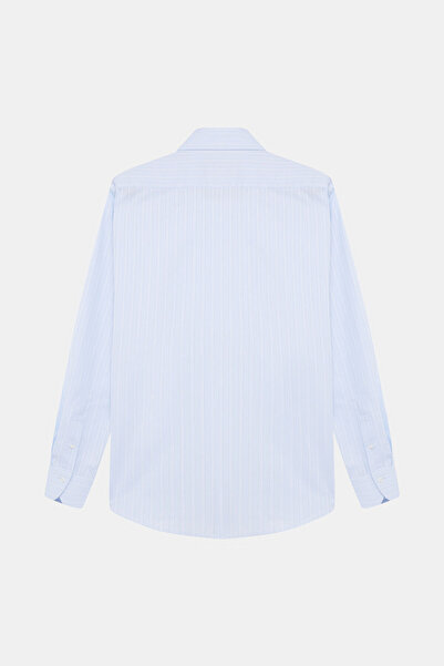 W Collection MAVİ UZUN KOLLU JAKARLI GÖMLEK