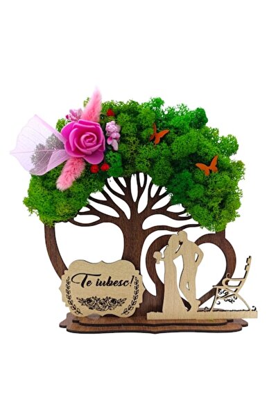 OEM Brad decorativ din lemn cu licheni pentru soție/prietenă "Te iubesc!" - c...