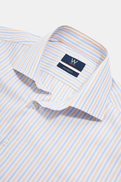 W Collection BEYAZ UZUN KOLLU ÇİZGİLİ GÖMLEK