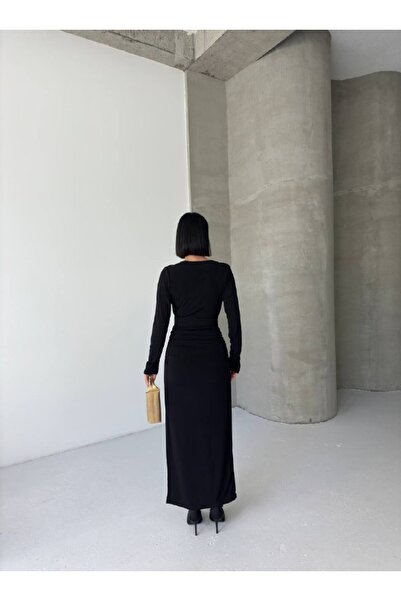 cemo KRUVAZE AKSESUARLI MAXİ ELBİSE