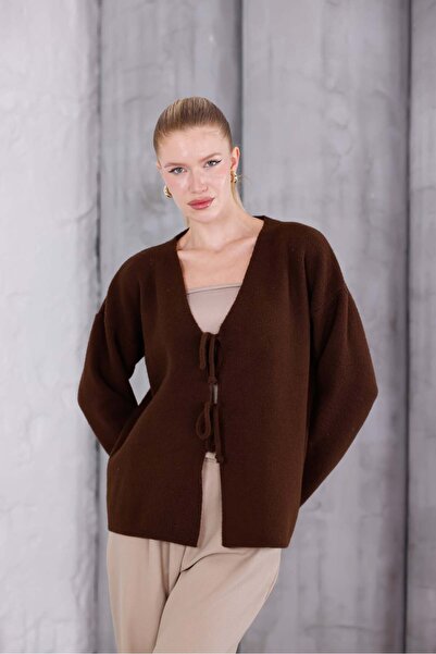 Pulli Collection Textured Knit Cardigan with Tie Detail