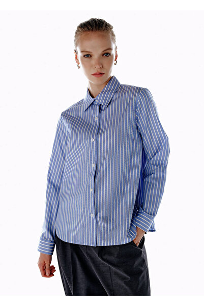 Knitss Mavi Çizgili Regular Fit Gömlek