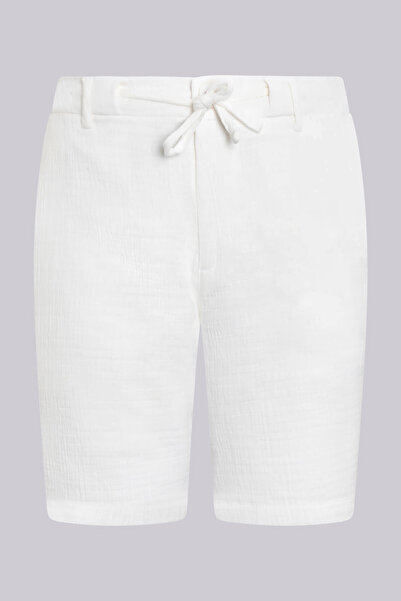 Hatemoğlu White Relaxed Fit 100% Cotton Shorts with Side Pockets