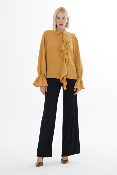 Front Ruffle Detailed Sleeves Flywheel Blouse