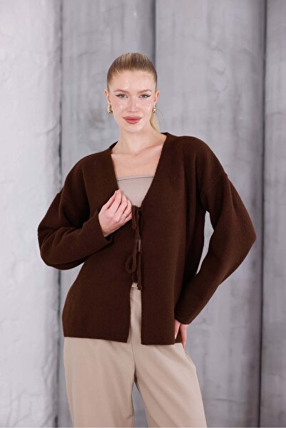 Pulli Collection Textured Knit Cardigan with Tie Detail